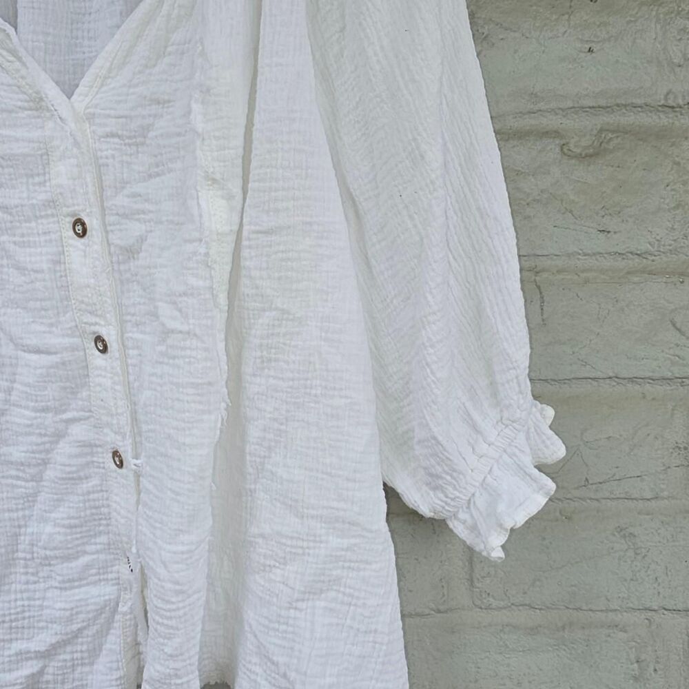 We The Free People Lucy Solid Swing Top - White Gauze - Size Medium - EUC - Picture 5 of 7